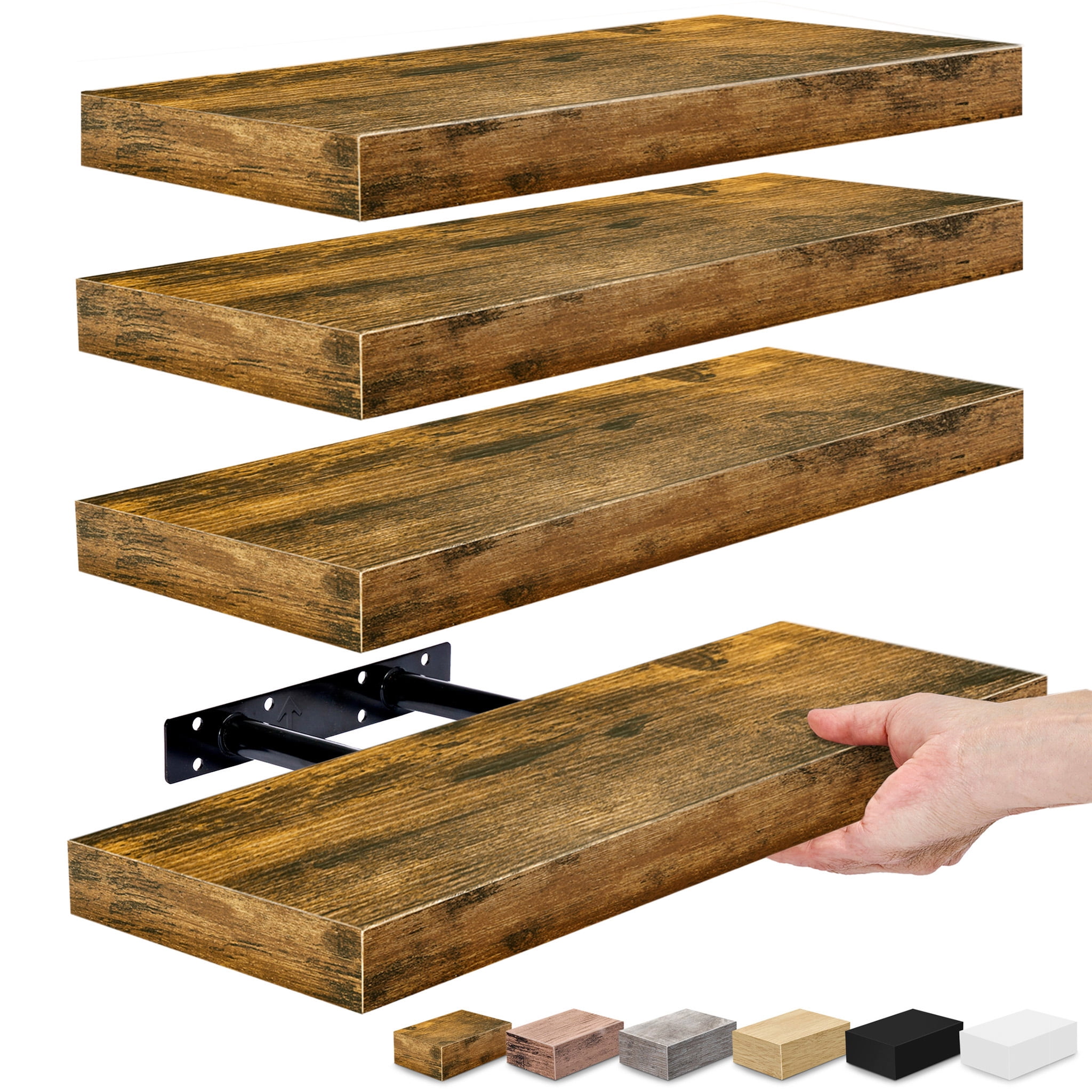 Sorbus Floating Shelves, Wall Shelves for Bedroom, Kitchen, Living Room, Bathroom Shelves Over The Toilet (4-Pack)
