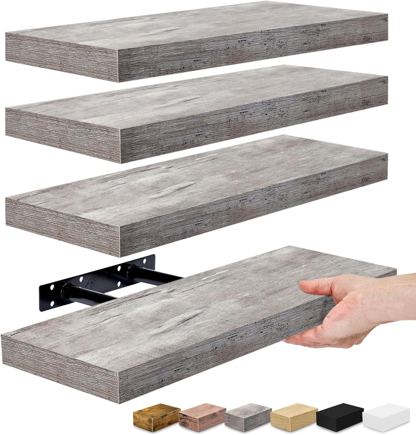 Sorbus Floating Shelves, Wall Shelves for Bedroom, Kitchen, Living Room, Bathroom Shelves Over The Toilet (4-Pack)