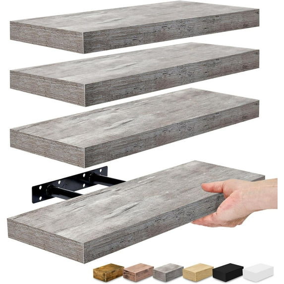 Sorbus Floating Shelves, Wall Shelves for Bedroom, Kitchen, Living Room, Bathroom Shelves Over The Toilet (4-Pack)
