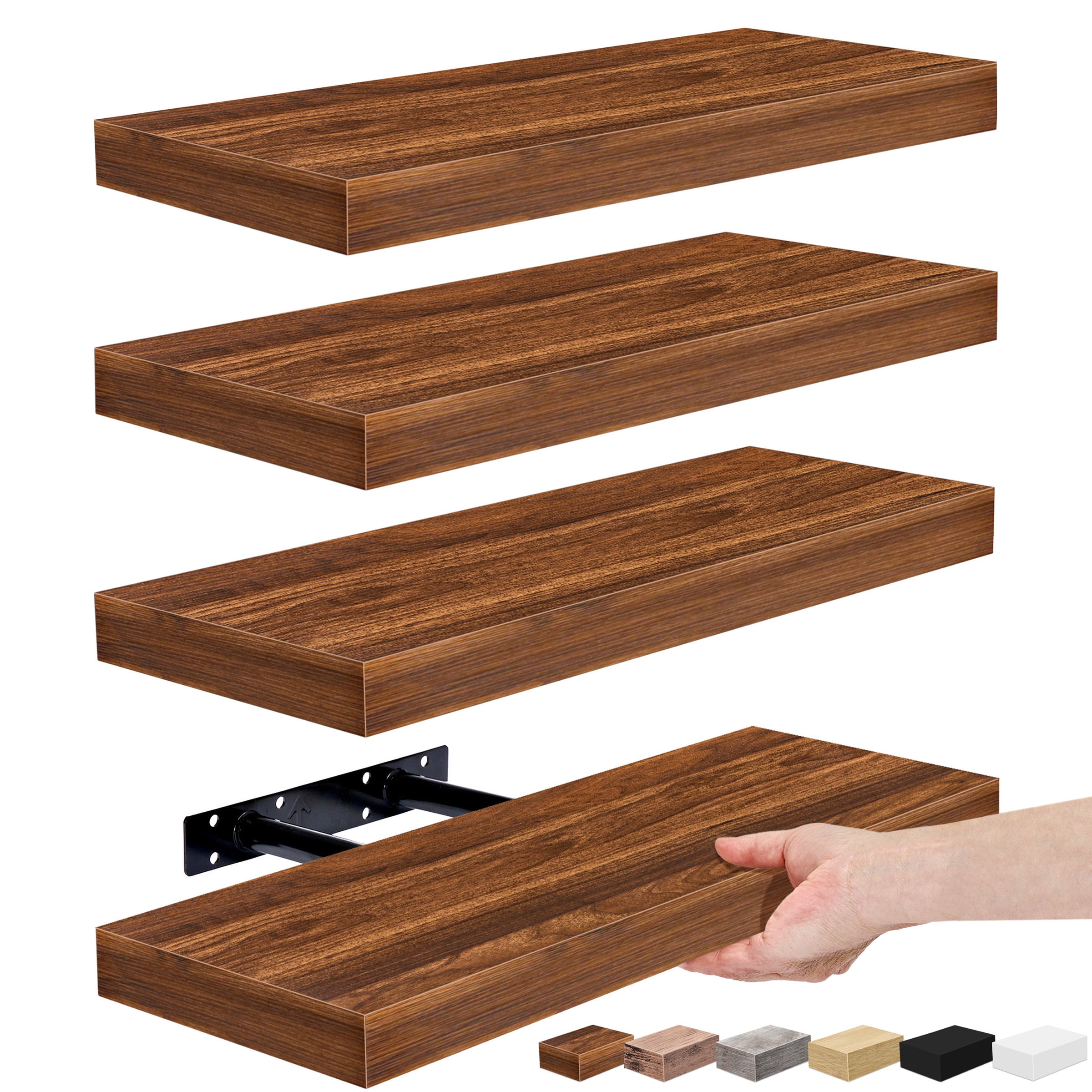 Sorbus Floating Shelves, Wall Shelves for Bedroom, Kitchen, Living Room, Bathroom Shelves Over The Toilet (4-Pack)