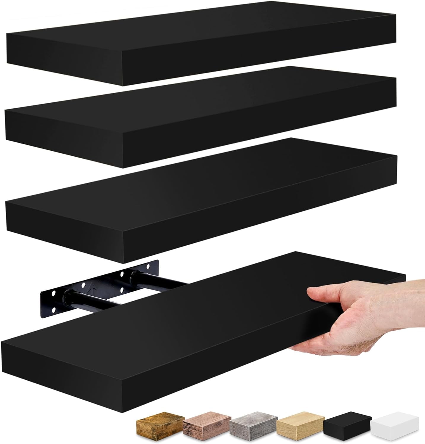 Sorbus Floating Shelves, Wall Shelves for Bedroom, Kitchen, Living Room, Bathroom Shelves Over The Toilet (4-Pack)