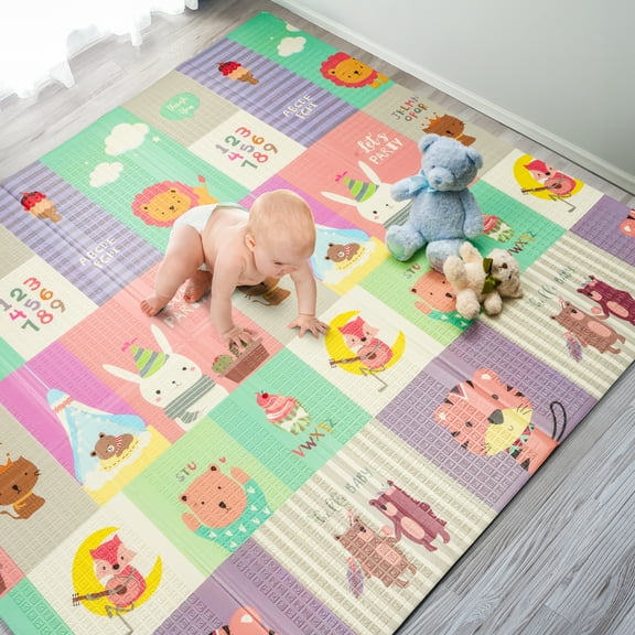 Sorbus Foldable Baby Play Mat, Kids Foam Mats for Floor with Travel Bag - Waterproof Foldable Play Mats for Babies, Infants, Toddlers, and Kids Playtime & Tummy Time - 78" x 70" x 0.4"