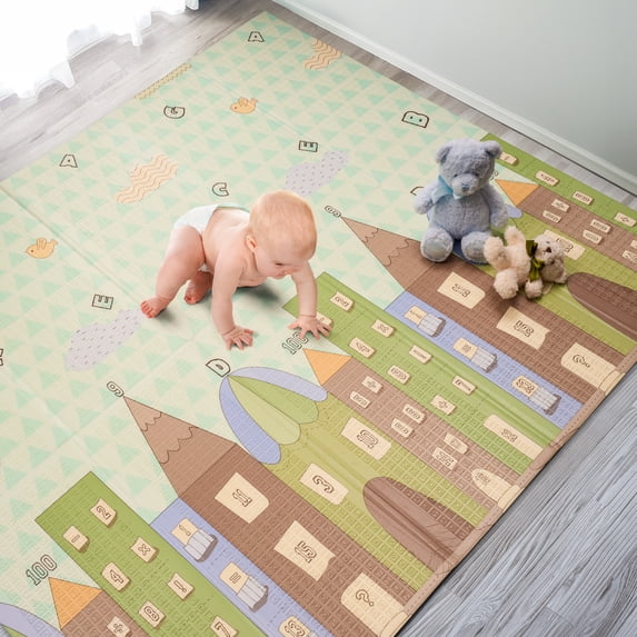 Sorbus Foldable Baby Play Mat, Kids Foam Mats for Floor with Travel Bag - Waterproof Foldable Play Mats for Babies, Infants, Toddlers, and Kids Playtime & Tummy Time - 78" x 70" x 0.4"