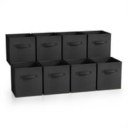Sorbus Foldable Cube Storage Bins with Handles, Black, 8 Pack