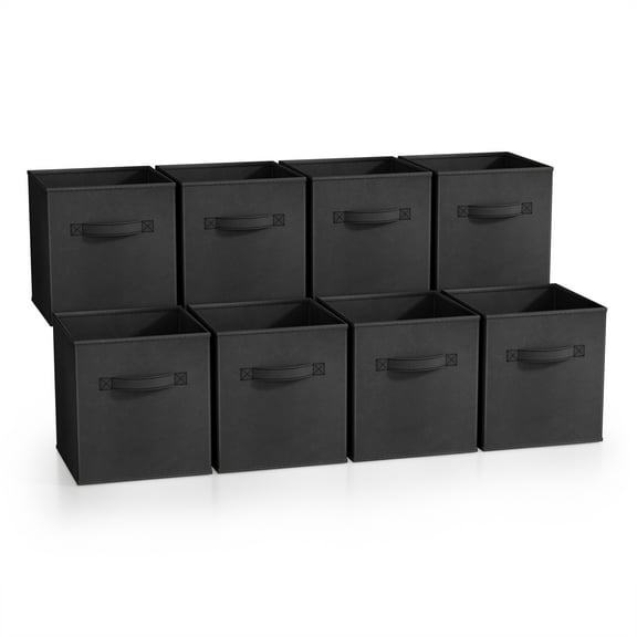 Sorbus Foldable Cube Storage Bins with Handles, Black, 8 Pack