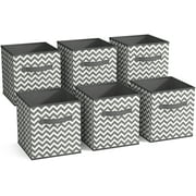 Sorbus Foldable Fabric Cube Storage Basket Bins for Adults and Children (Chevron Gray/White, 6-Pack)