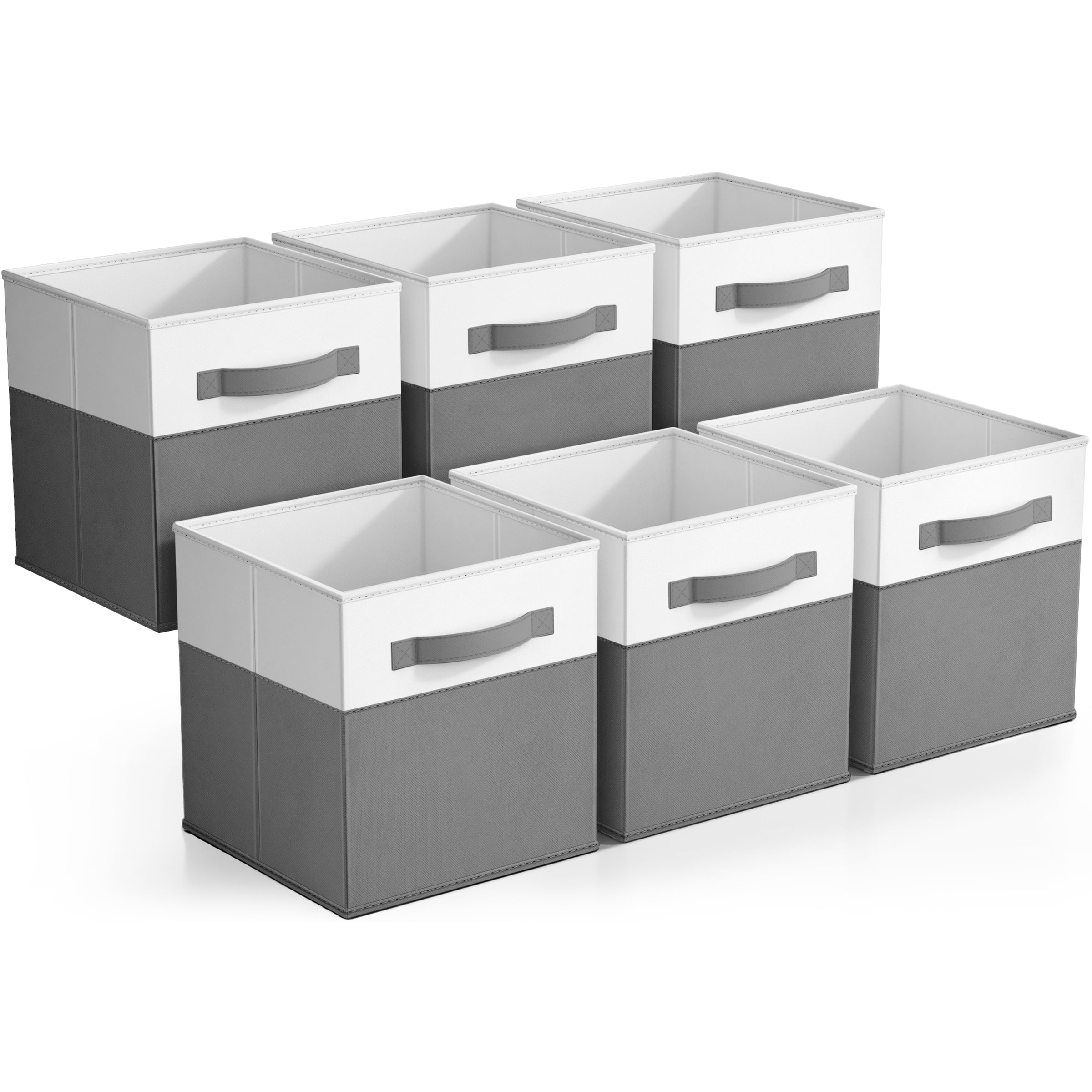 Sorbus 6-Pack Foldable Storage Bins – 11" Fabric Organizer Cubes for Closet, Shelves & Cubbies, Gray/White
