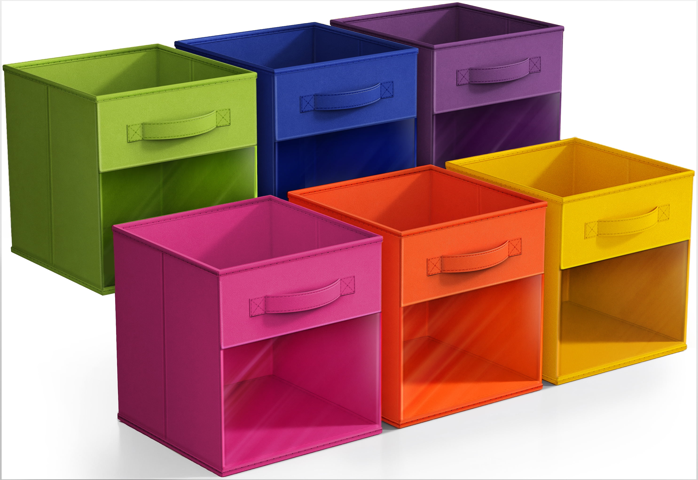 Sorbus Foldable Storage Bins – Set of 6 Fabric Cubes with Clear Window ...
