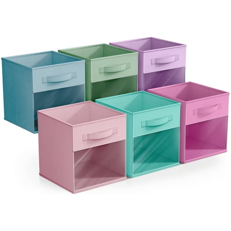 Sorbus Foldable Storage Bins – Set of 6 Fabric Cubes with Clear Window & Handles for Shelves and Closets (Pastel Color Mix) price history and forecast - Sorbus STRG-WBIN-PASSET2-6PK