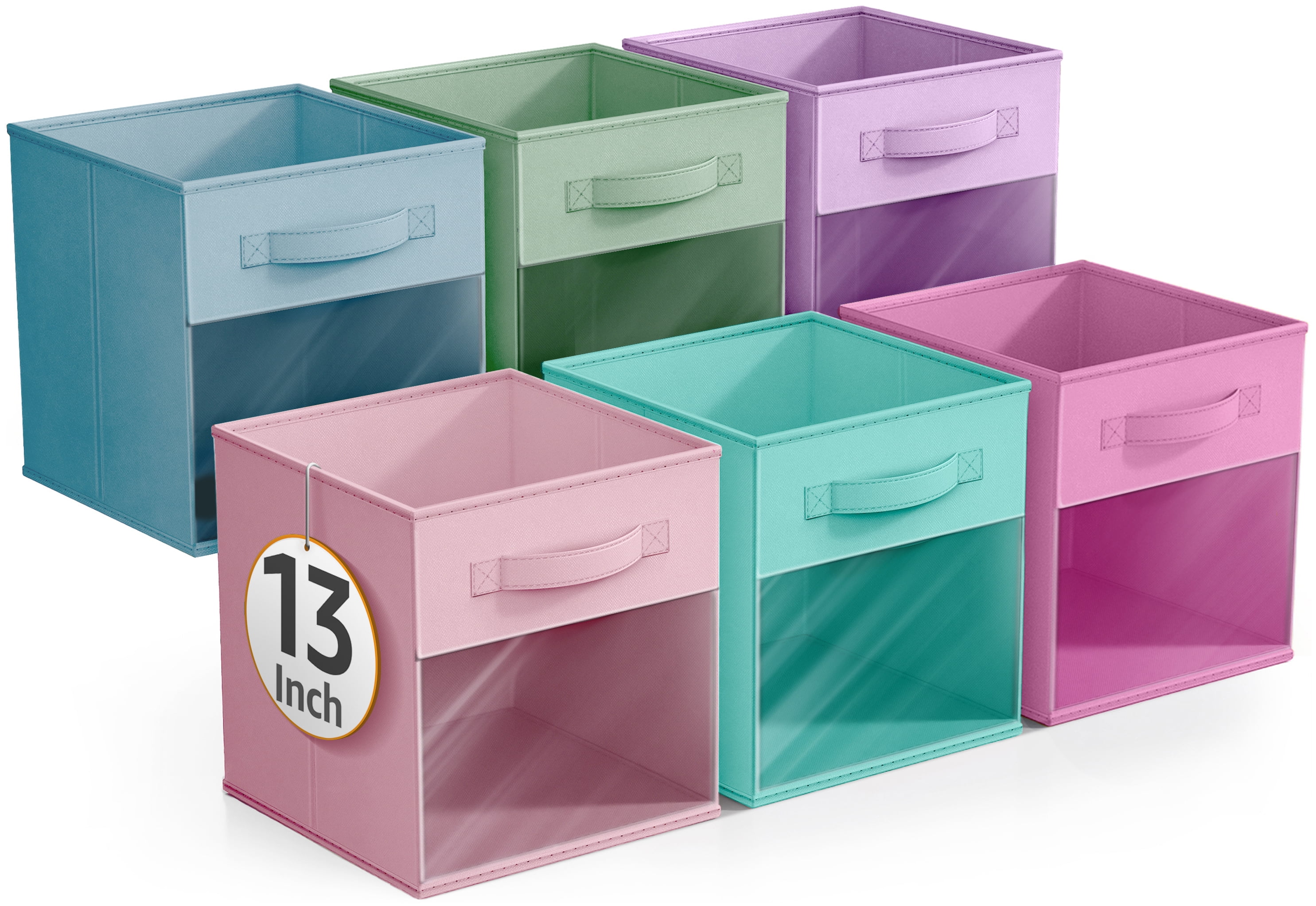 Sorbus Foldable Storage Bins – Set of 6 Fabric Cubes with Clear Window ...