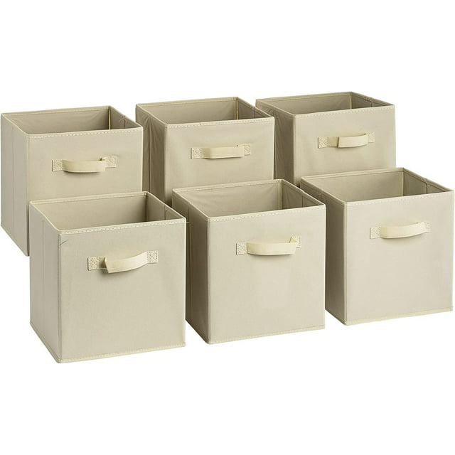 Sorbus Foldable Storage Cube Basket Bin (6pk), Beige - Walmart.com