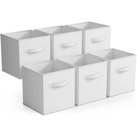 Sorbus Foldable Storage Cubes - 6 Pack, 11 Inch, White, Fabric, Foldable, Storage and Organization, Versatile Use, Collapsible Storage, Lightweight and Durable