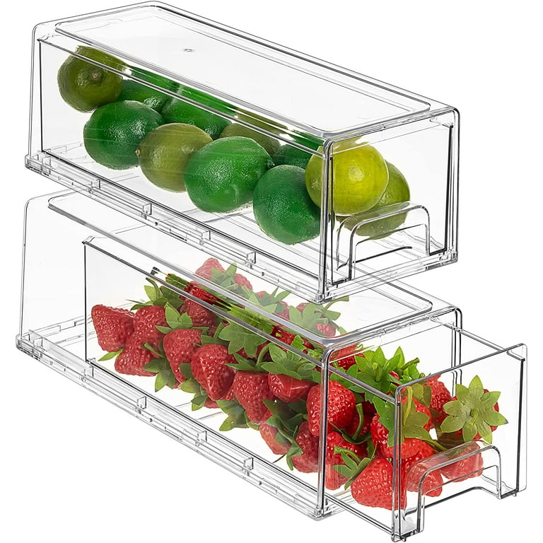 Sorbus Clear Stackable Pull-out Refrigerator Organizer Bins (2 Pack