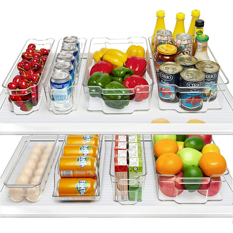 Sorbus Set of 8 Clear Fridge Organizers - Refrigerator & Pantry Bins for  Organizing Food - 2 Different Sizes with Handles - Kitchen, Bathroom, 