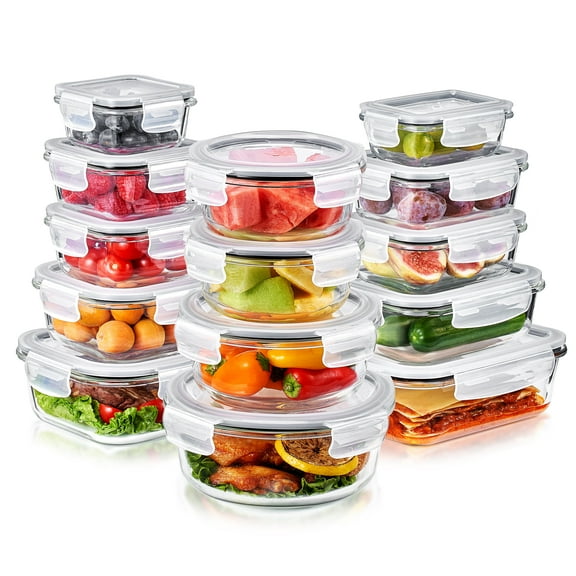 Sorbus Glass Food Storage Airtight Containers Set of 14 with Lids (28 Pcs)
