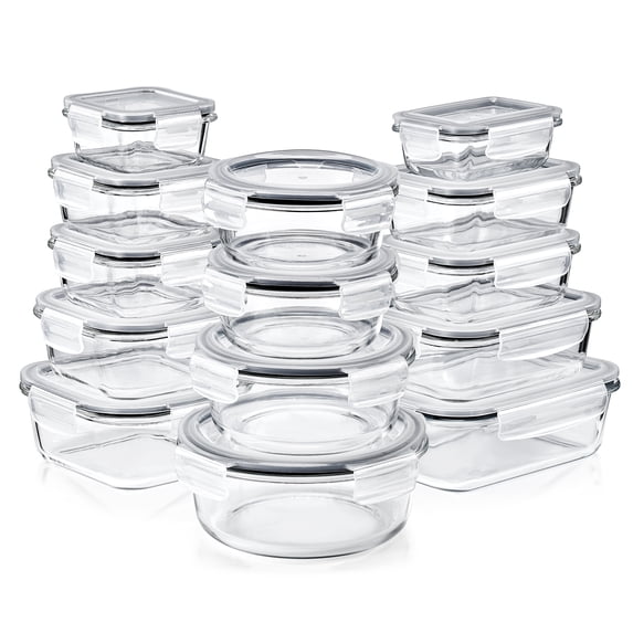 Sorbus Glass Meal Prep Containers with Airtight Lids, Oven Freezer Dishwasher Safe, 14-Piece Set