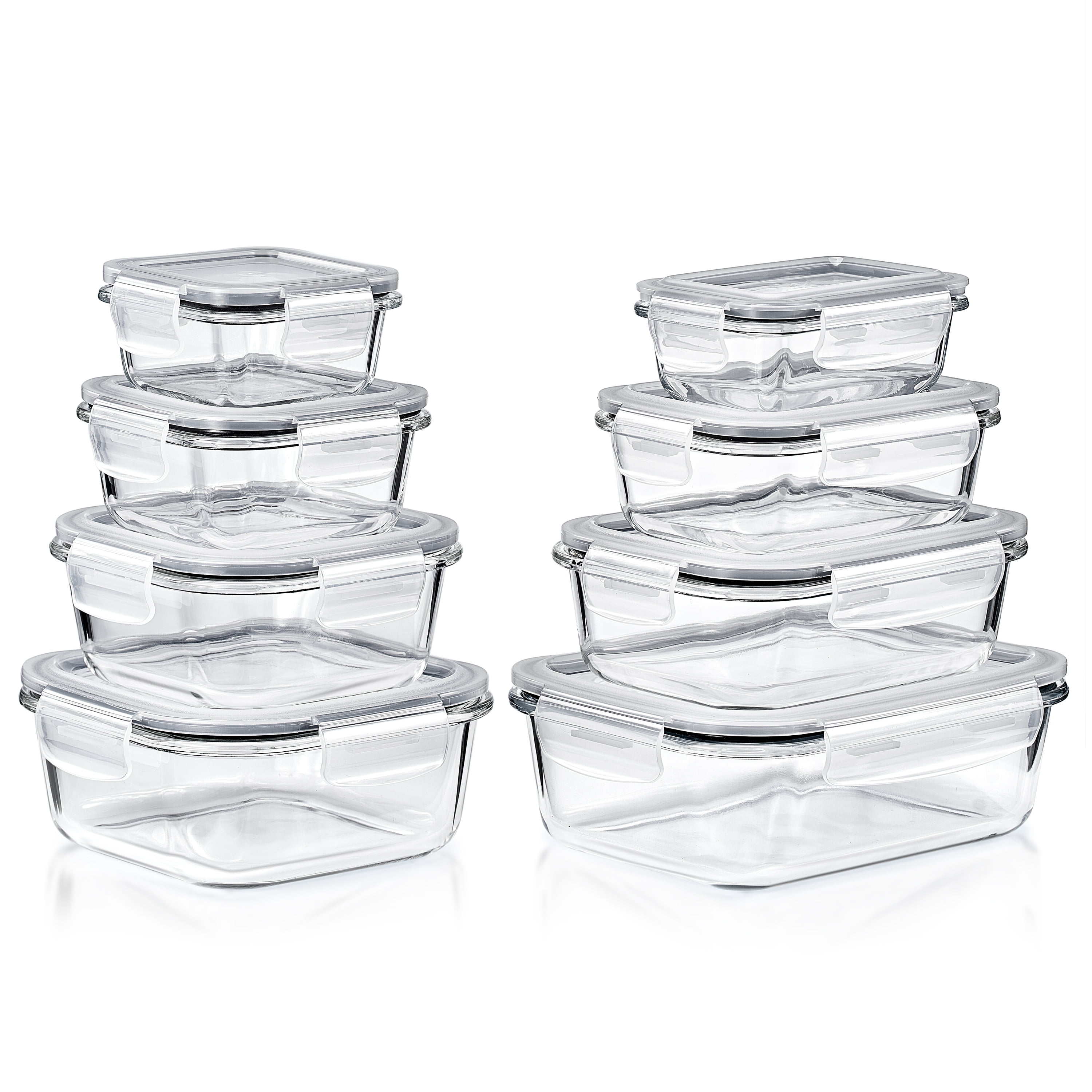 Sorbus Glass Meal Prep Containers with Airtight Lids, Oven Freezer Dishwasher Safe, 8-Piece Set