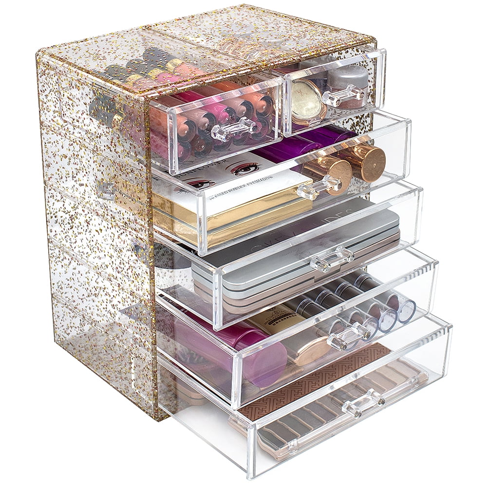 Sorbus Glitter Makeup and Jewelry Storage Case Display Set (Style 2