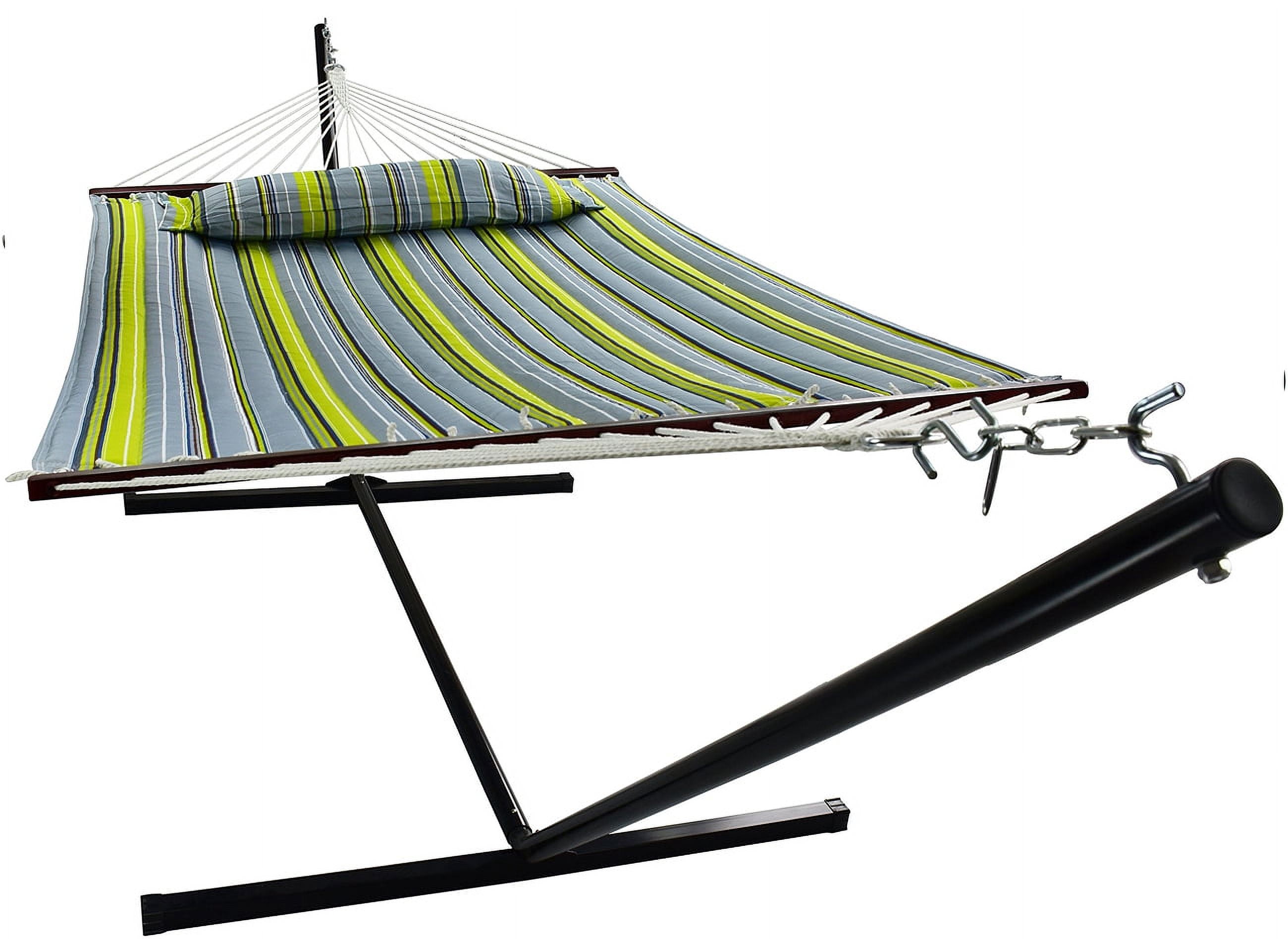 Sorbus Hammock with Spreader Bars & Pillow, Heavy Duty 450 lb, 2-Person, Green/Blue, Indoor/Outdoor
