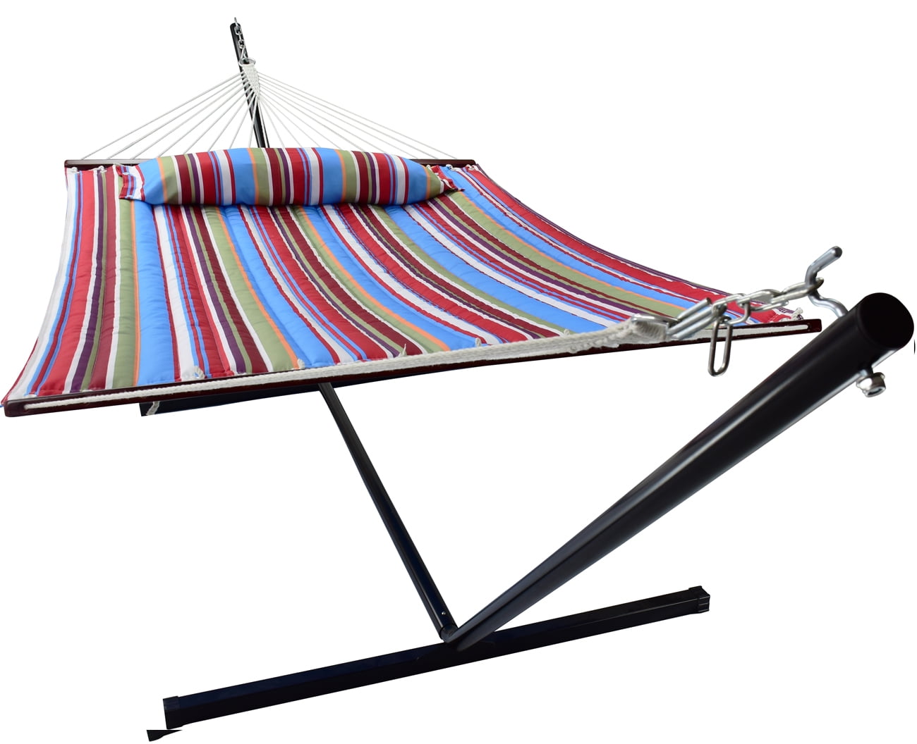 Sorbus Hammock with Stand – 2-Person, 450 lb Capacity, Pillow, for Patio/Yard, Blue/Red
