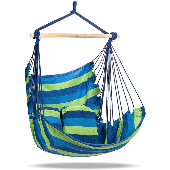 Sorbus Hanging Hammock Chair Swing Seat with Cushions, Blue Green, 265 lbs Capacity