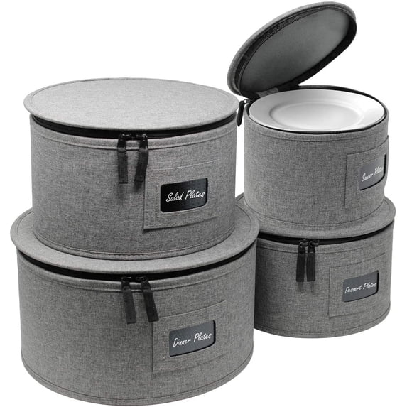 Sorbus Hard Shell China Storage Set - 4 Pieces. Stackable for Dishes, Mugs, Cups with Felt Protectors