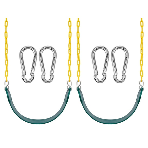 Sorbus Heavy Duty Green Swing Seat w/ 66" Chain & Hooks – Outdoor Playground Accessory 250lb (Set of 2)