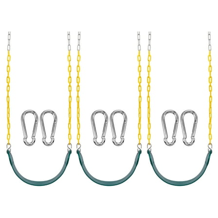 Sorbus Heavy Duty Green Swing Seat w/ 66" Chain & Hooks – Outdoor Playground Accessory 250lb, (Set of 3)