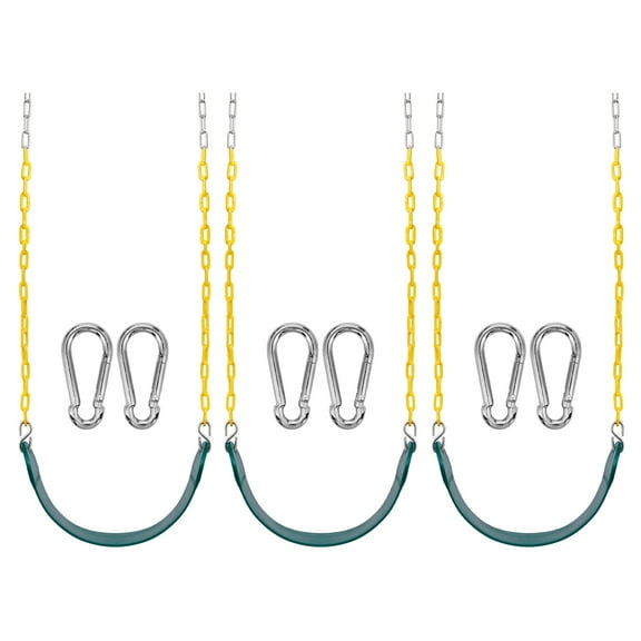 Sorbus Heavy Duty Green Swing Seat w/ 66" Chain & Hooks – Outdoor Playground Accessory 250lb, (Set of 3)