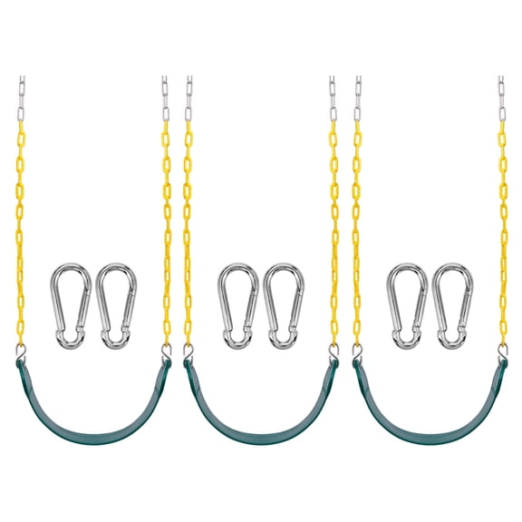 Sorbus Heavy Duty Green Swing Seat w/ 66" Chain & Hooks – Outdoor Playground Accessory 250lb, (Set of 3)