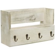 Sorbus Key Holder with Shelf for Mail, Rustic Wooden Key Rack, Mail Holder for Wall, Entryway Key Hangers, Key & Mail Holder for Wall, Decorative Apartment Necessities (Grey)