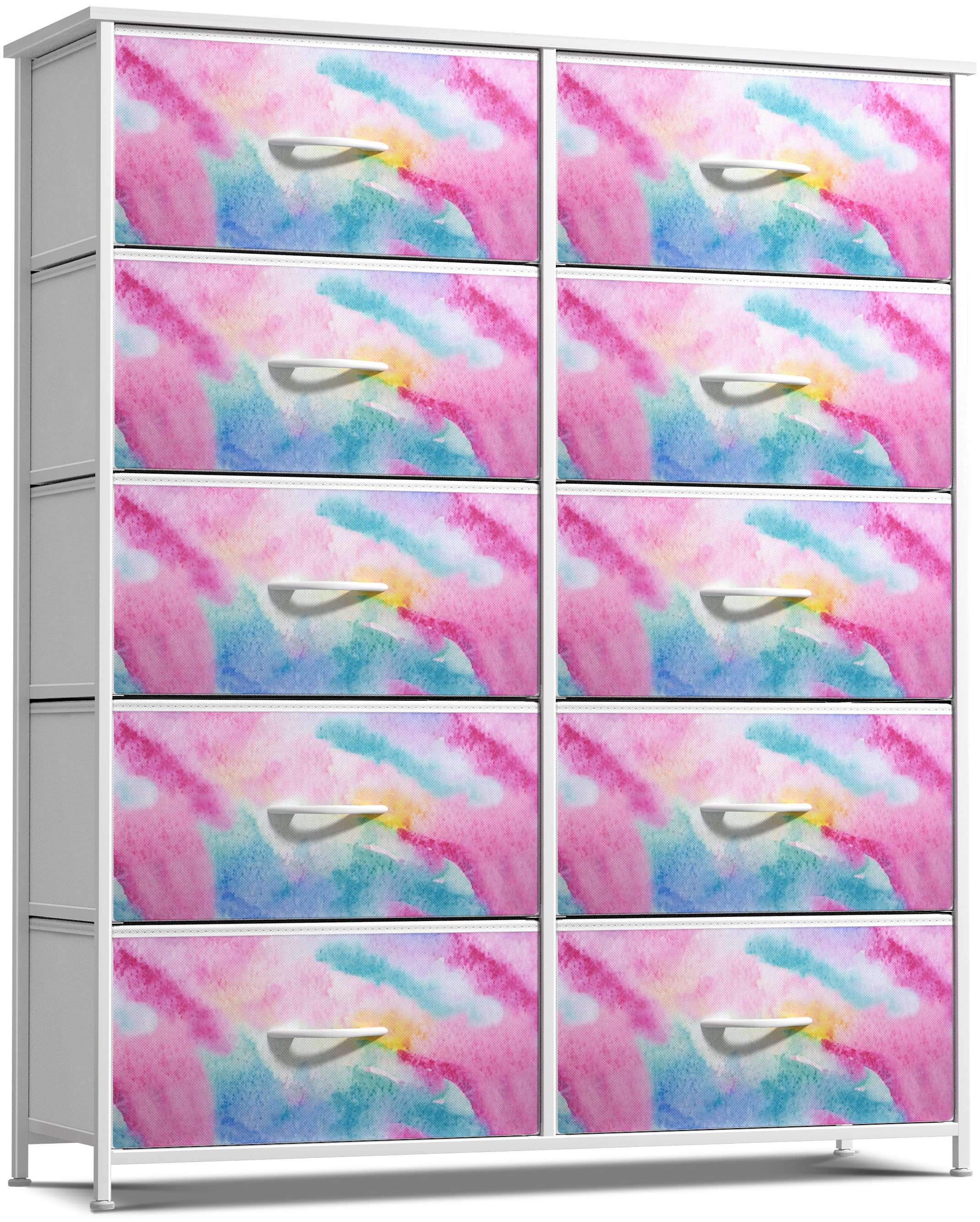 Sorbus Kids 10-Drawer Dresser, Storage Organizer with Steel Frame & Wood Top, Watercolor
