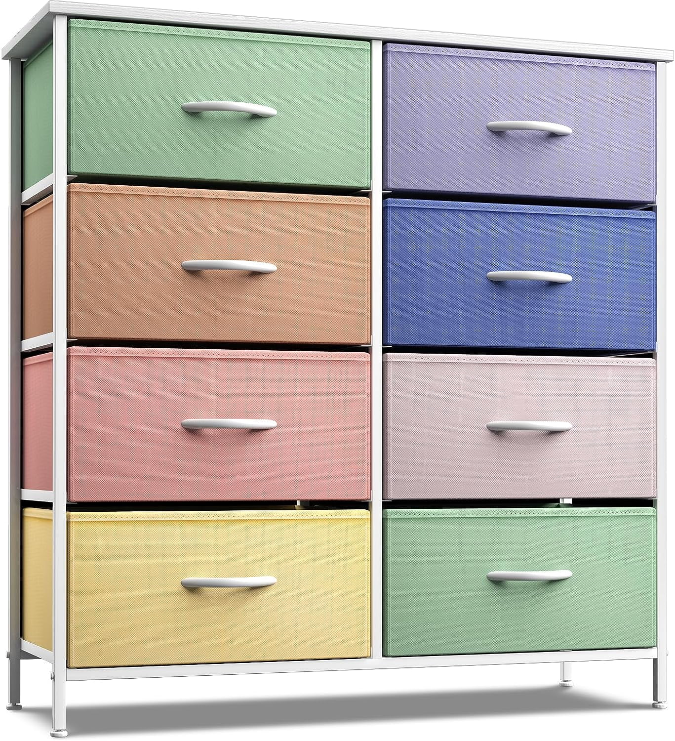 Sorbus Kids 8-Drawer Dresser Storage Tower, Steel Frame, Wood Top, Multi Pastel 2
