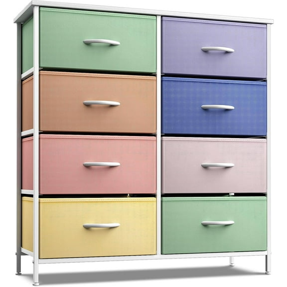 Sorbus Kids 8-Drawer Dresser Storage Tower, Steel Frame, Wood Top, Multi Pastel 2