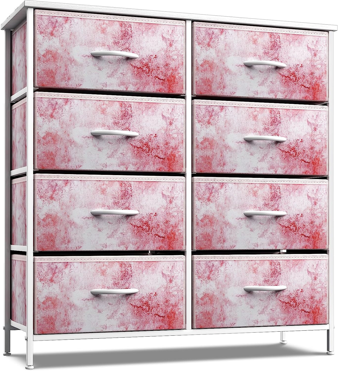 Sorbus Kids 8-Drawer Dresser Storage Tower, Steel Frame, Wood Top, Tie-Dye Pink