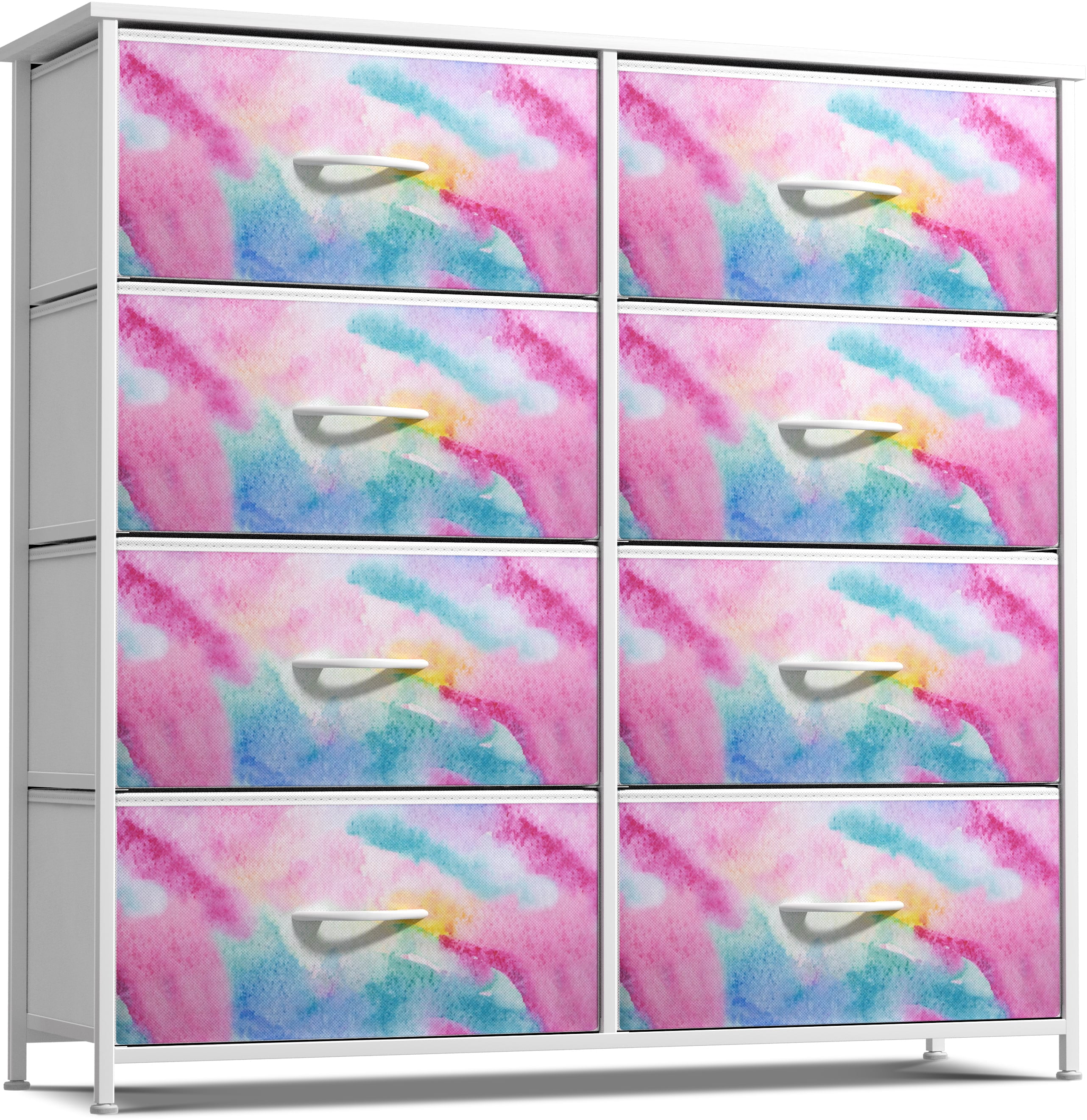 Sorbus Kids 8-Drawer Dresser Storage Tower, Steel Frame, Wood Top, Watercolor