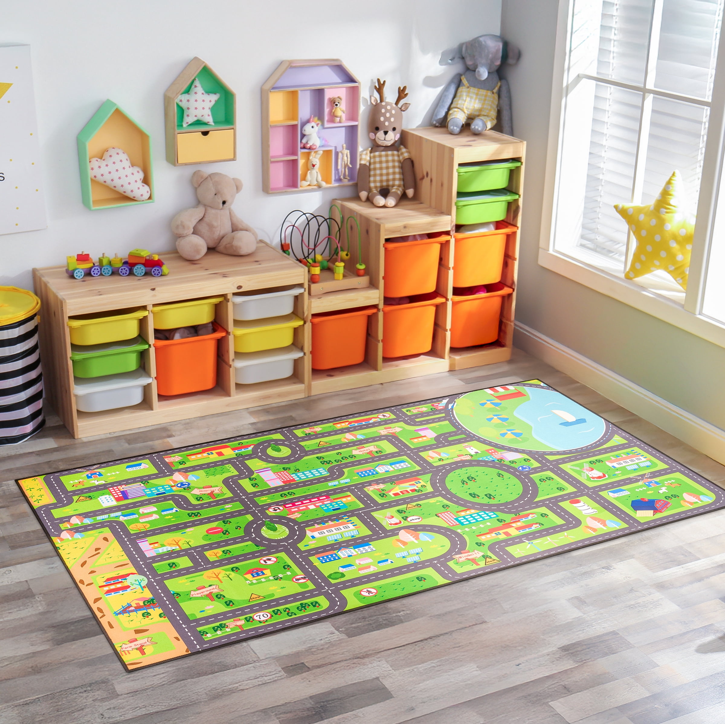 Sorbus Kids Car Play Mat - Large 32" x 60" Washable Roadway Floor Rug for Imaginative Play