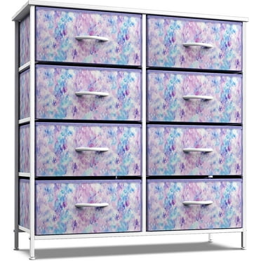 Sorbus  Kids Dresser with 8 Drawers - Storage Dresser with 8 Drawers Chest Organizer Nightstand Steel Frame Wood Top & Handles Tie-Dye Blue