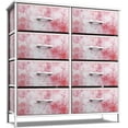 thumbnail image 1 of Dresser with 8 Drawers - Furniture Storage Chest Tower Unit for Bedroom, Hallway, Closet, Office Organization - Steel Frame, Wood Top, Easy Pull Fabric Bins (8-Drawer, Pink), 1 of 6
