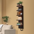 thumbnail image 1 of Sorbus LED Light Display Shelf - Vertical 5 Tier Wall Shelf Unit with 2 Hooks, Column Utility Shelving for Home Decor, Wall-Mounted Floating Shelves for Bathroom, Bedroom, Vanity, Figurine Display, 1 of 8