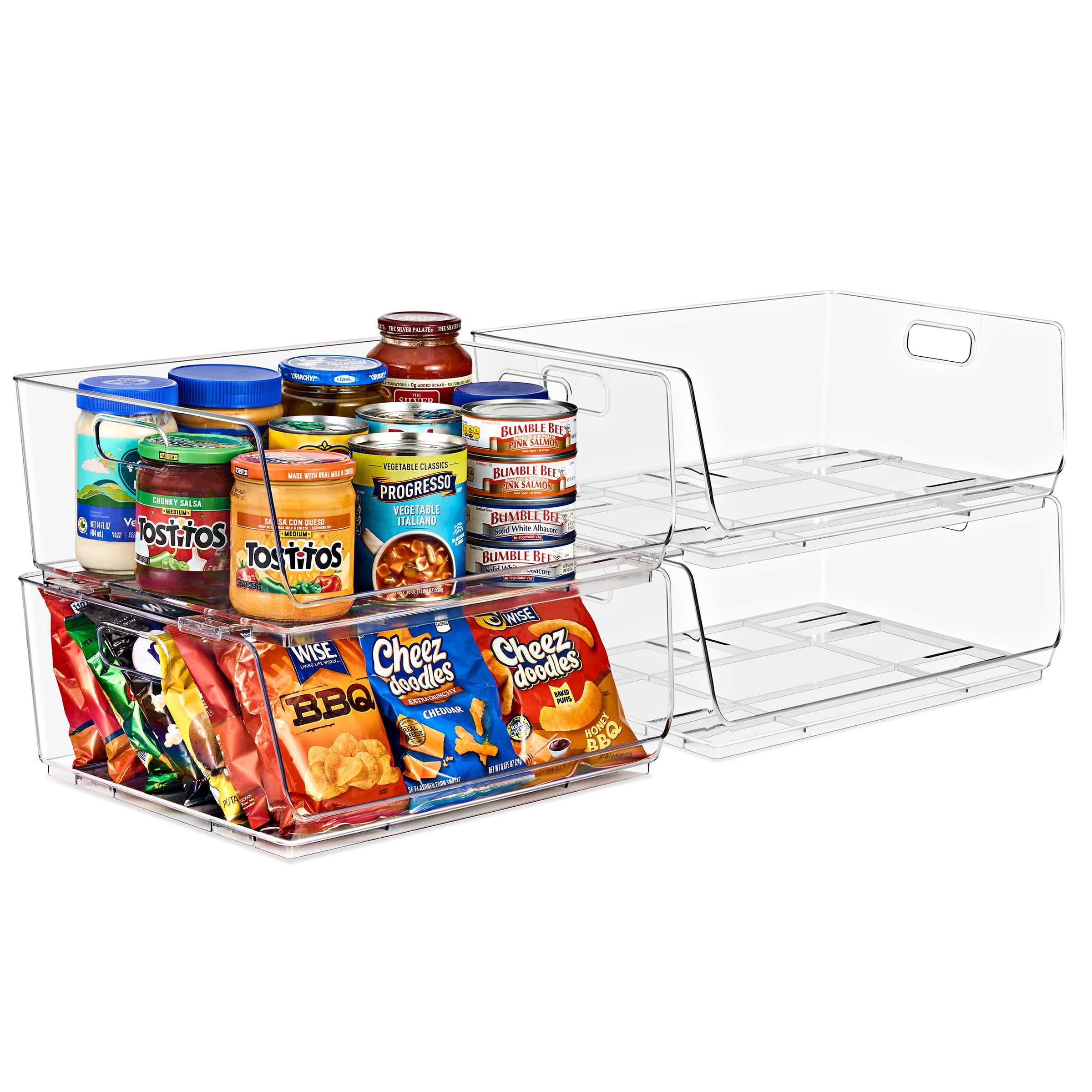 Sorbus Large Clear Acrylic Storage Bins, Open Front Stackable Organizers, 4 Pack