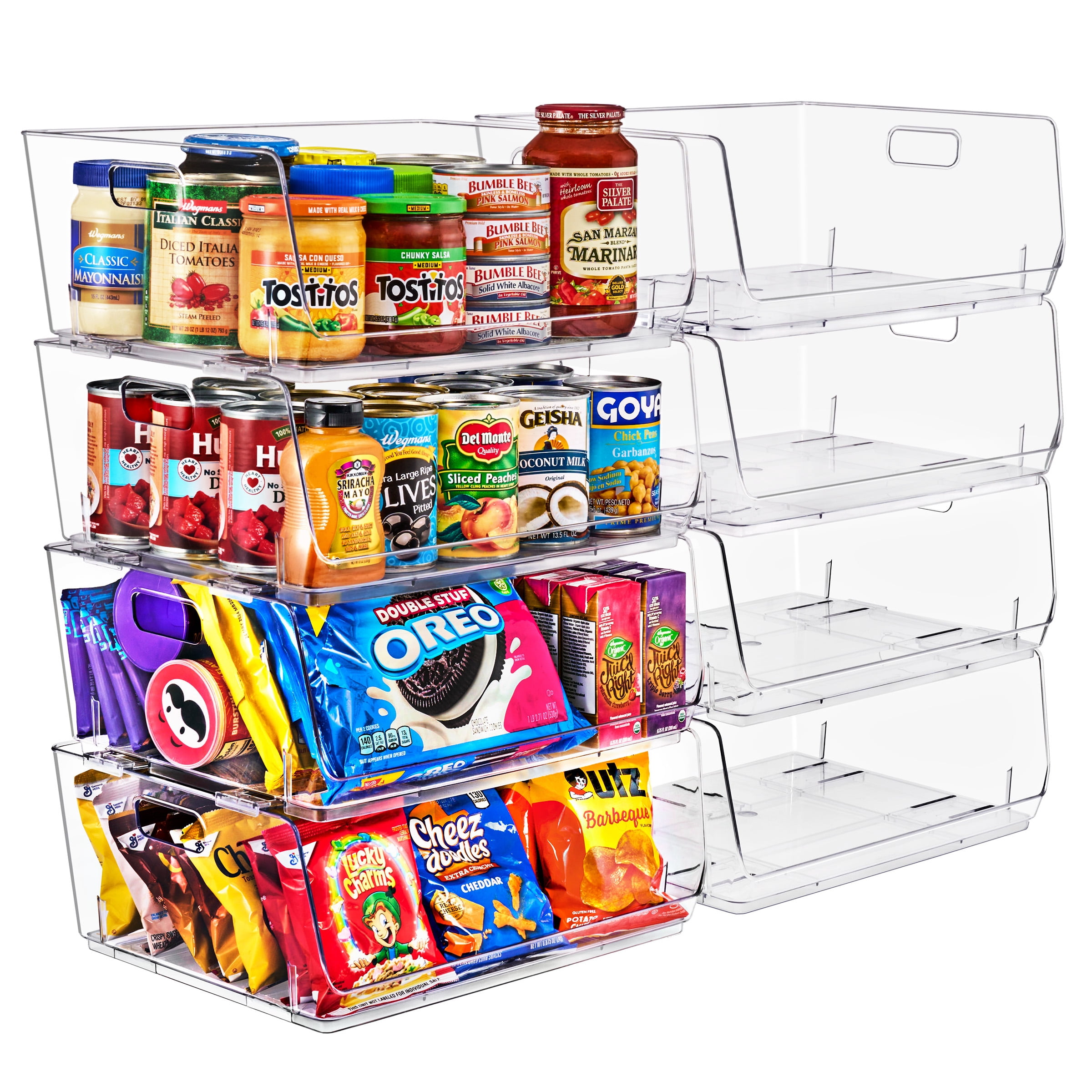 Sorbus Large Clear Acrylic Storage Bins, Open Front Stackable Organizers, 8 Pack