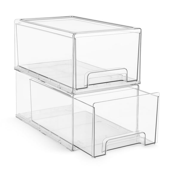 Sorbus Large Clear Stackable Storage Drawers, Plastic Storage Drawers with Handles for Laundry Room, Office, Closet, Desk, Home, Kitchen, Pantry, Bathroom, Room, Organization and Storage (2 Pack)