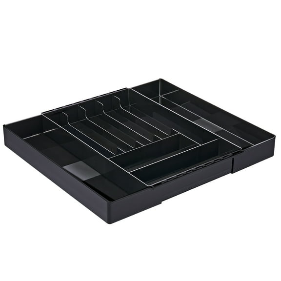 Sorbus Large Expandable Silverware Drawer Organizer – Adjustable Utensil & Cutlery Tray, Black