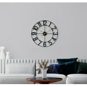 Sorbus Large Metal Numerical Wall Clock for Living Room Decor (Black, 16" Diameter)