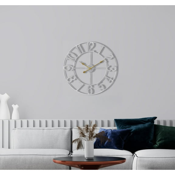 Sorbus Large Metal Numerical Wall Clock for Living Room Decor (Silver, 16" Diameter)