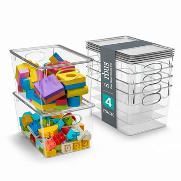 Sorbus Large Storage Clear Containers with Lids Toy Bins and Organizers - 4 Pk