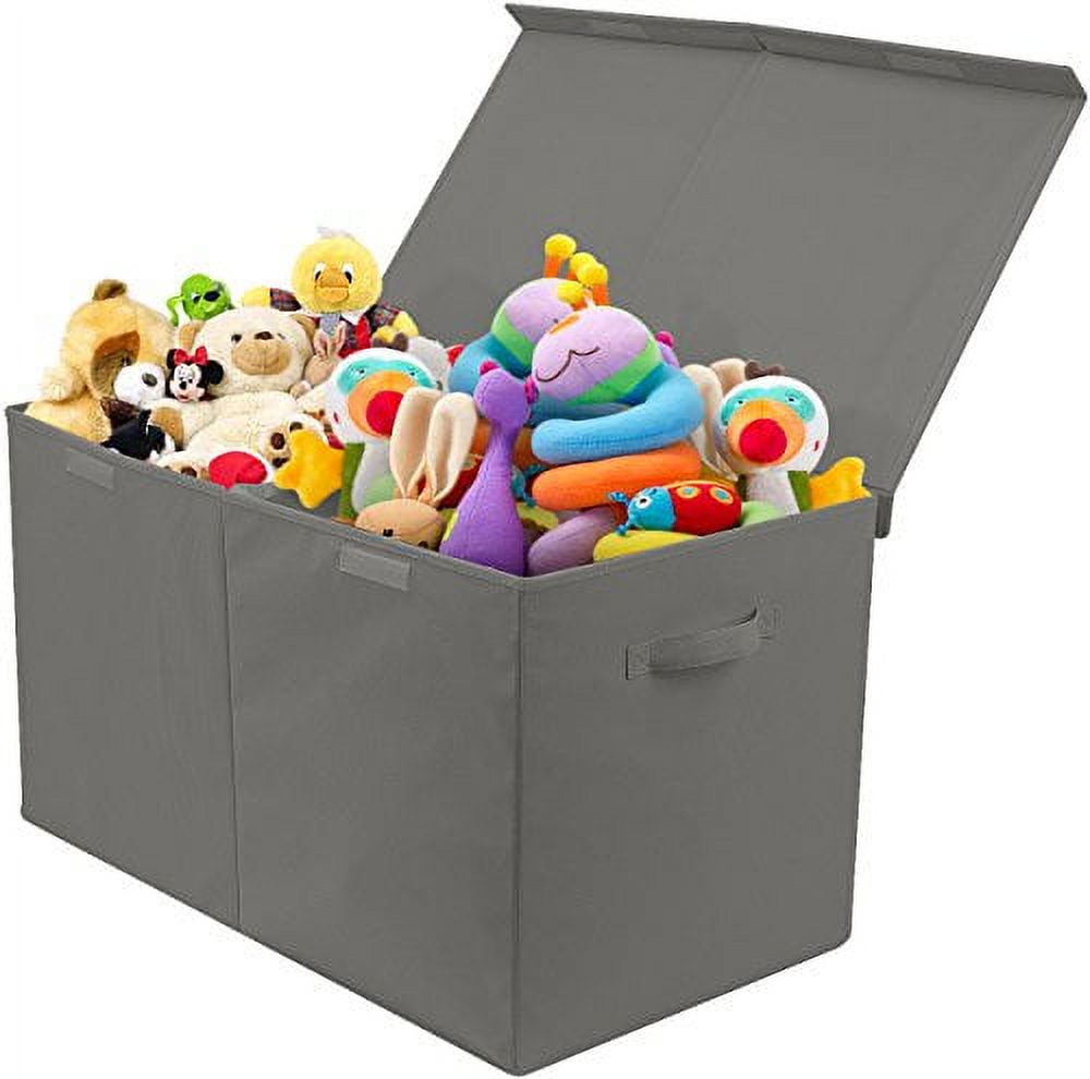 Gray Large Collapsible Toy Chest with Flip-Top Lid
