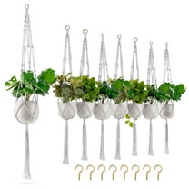 Sorbus Macrame Plant Hanger (8 Pack) Indoor Outdoor Hanging Plant Pots Cotton Rope, Elegant for Home, Patio, Garden (White)