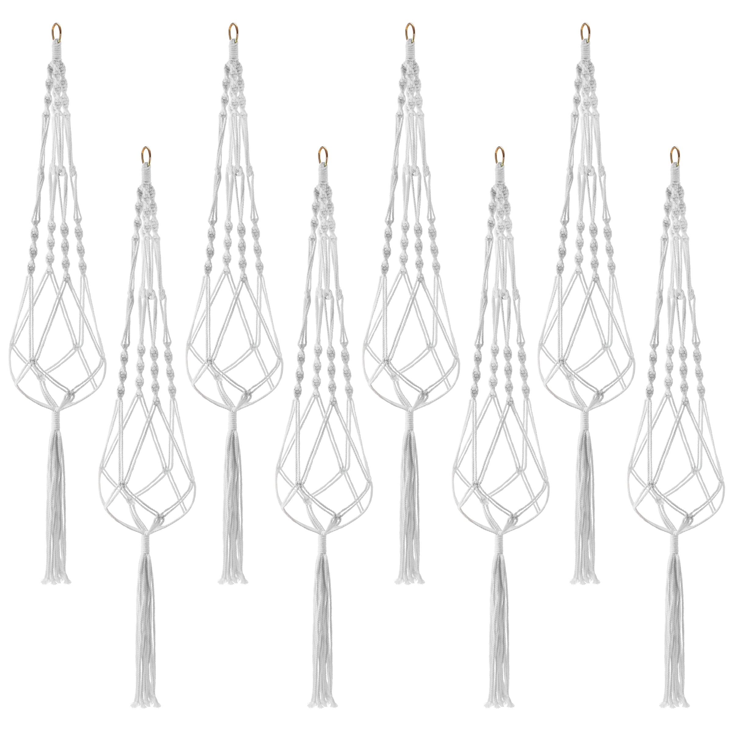 Sorbus Macrame Plant Hanger 8-Pack – White Cotton Rope Hanging Planters for Indoor/Outdoor Use – Boho Decor for Home, Patio, or Garden – Fits Small to Medium Plant Pots